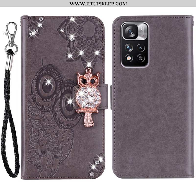 Skórzany Futerał do Xiaomi Redmi Note 11 Pro Plus 5G Sowa Mandala I Urok